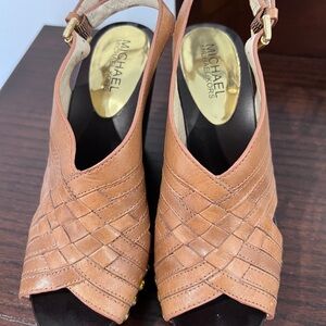 Michael Kors Brown Woven Leather Heels